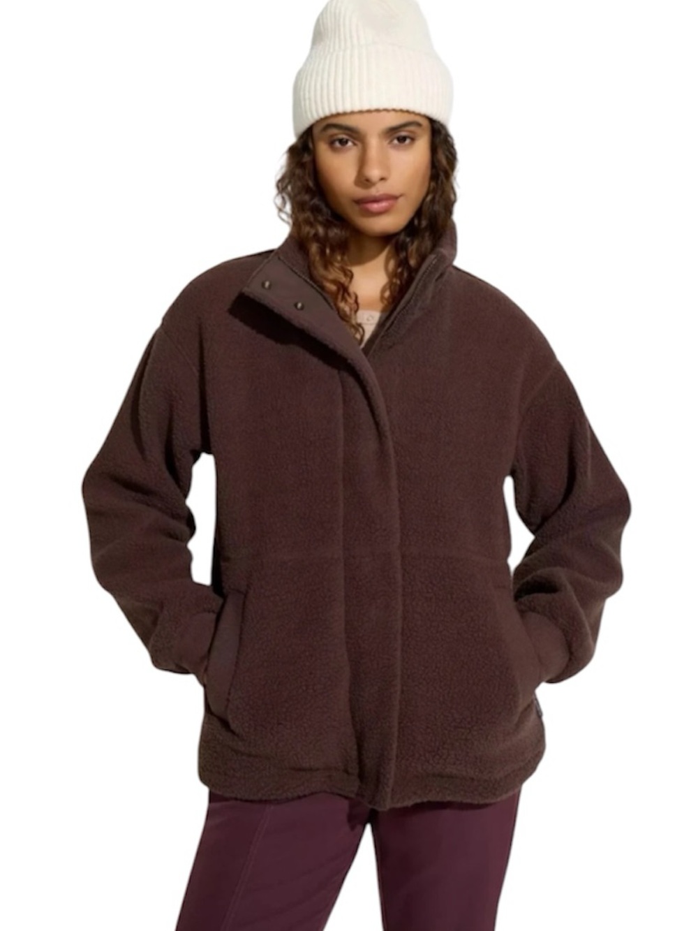 Mondetta Sherpa Full Zip Short Fleece Jacket with Pockets